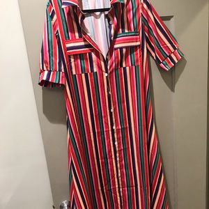 bohemia striped shirt maxi dress